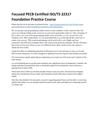 Focused PECB Certified ISO/TS 22317 Foundation Practice Course