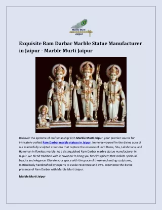 Exquisite Ram Darbar Marble Statue Manufacturer in Jaipur