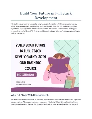 Build Your Future in Full Stack Development