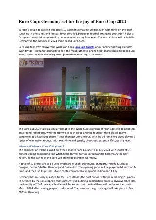 Euro Cup Germany set for the joy of Euro Cup 2024