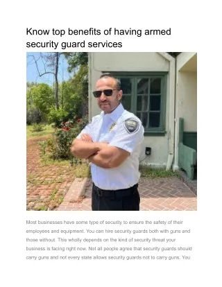 Know top benefits of having armed security guard services