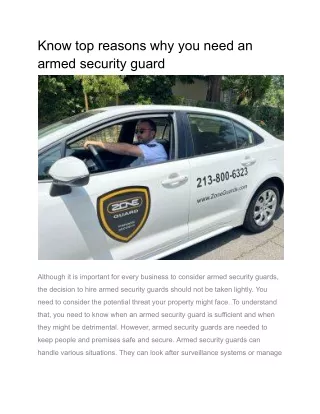 Know top reasons why you need an armed security guard