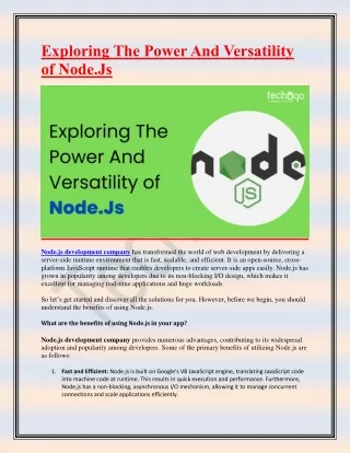 Exploring The Power And Versatility of Node.Js
