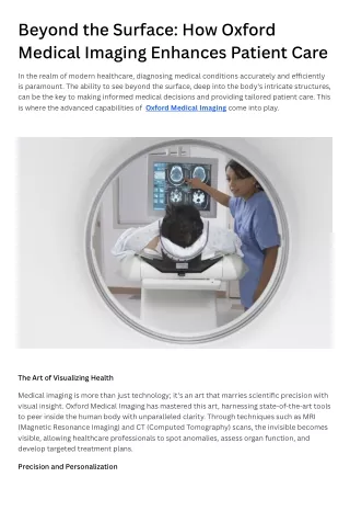 How Oxford Medical Imaging Enhances Patient Care