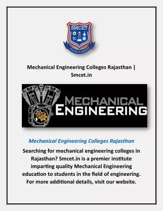 Mechanical Engineering Colleges Rajasthan