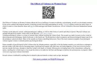 violence against women essay