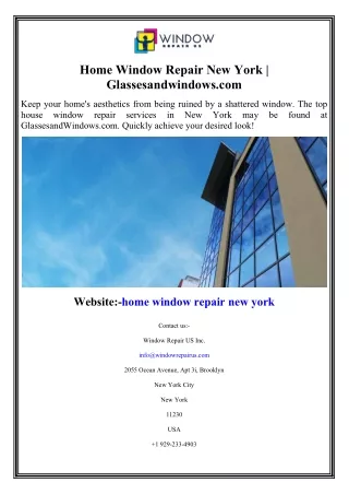 Home Window Repair New York  Glassesandwindows.com