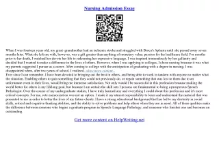 nursing admission essay