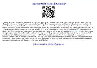 world war 1 essay introduction