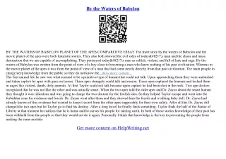 by the waters of babylon essay