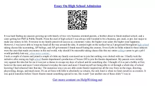 private high school admission essay examples