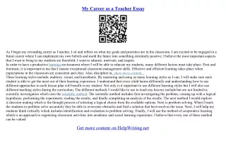 essay about teaching