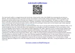 arab israeli conflict essay