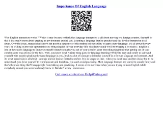 important of english language essay