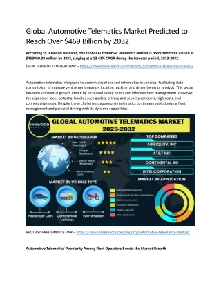 Global Automotive Telematics Market | Automotive Industry