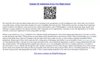 essay for high school application examples