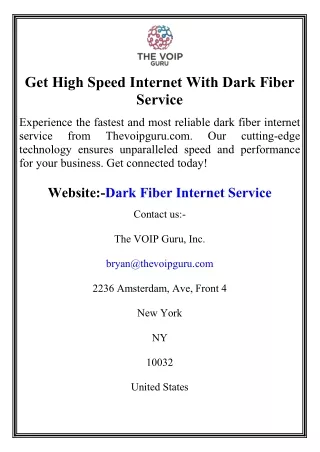 Get High Speed Internet With Dark Fiber Service