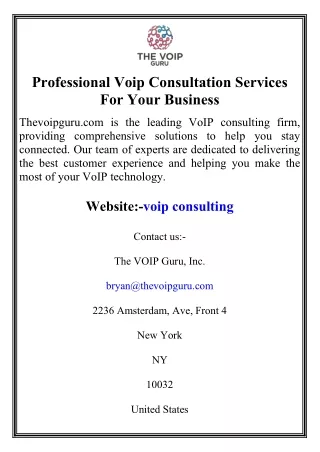 Professional Voip Consultation Services For Your Business