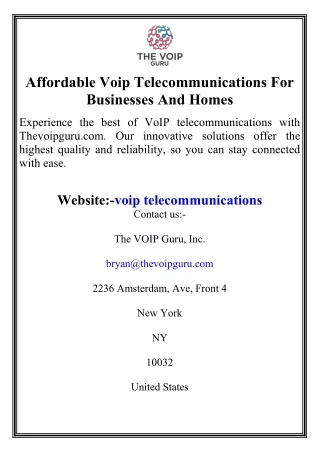 Affordable Voip Telecommunications For Businesses And Homes