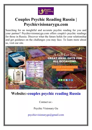 Couples Psychic Reading Russia  Psychicvisionarygu.com