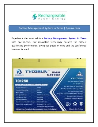 Battery Management System In Texas Rpe-na.com