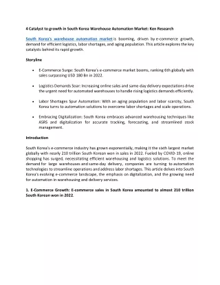 4 Catalyst to growth in South Korea Warehouse Automation Market