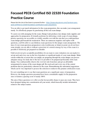 Focused PECB Certified ISO 22320 Foundation Practice Course