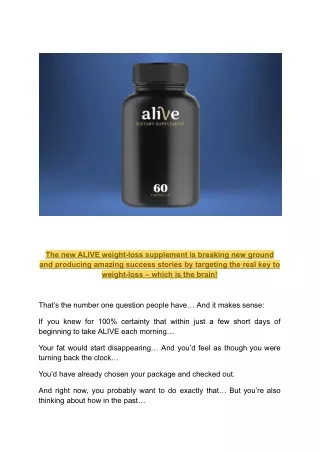 Alive - weight loss supplement