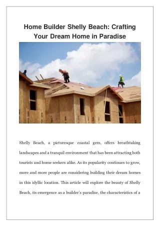 Home Builder Shelly Beach Crafting Your Dream Home in Paradise