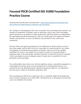 Focused PECB Certified ISO 31000 Foundation Practice Course