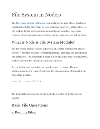 File System in Nodejs