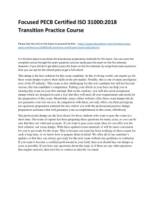 Focused PECB Certified ISO 31000:2018 Transition Practice Course