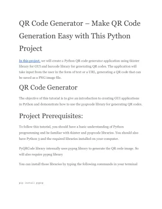 QR Code Generator – Make QR Code Generation Easy with This Python Project