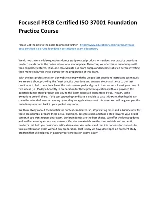 Focused PECB Certified ISO 37001 Foundation Practice Course