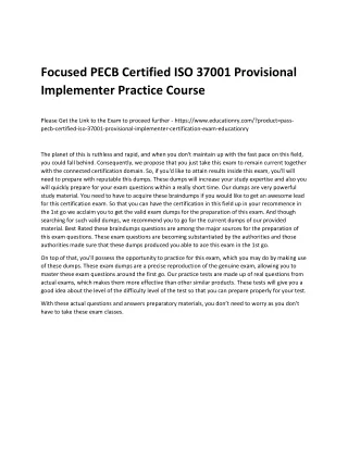 Focused PECB Certified ISO 37001 Provisional Implementer Practice Course