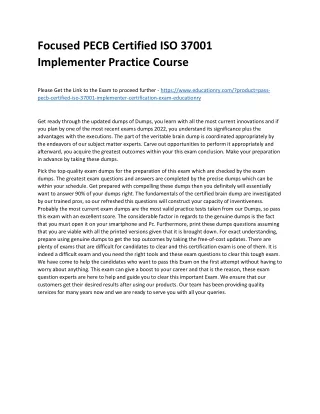 Focused PECB Certified ISO 37001 Implementer Practice Course