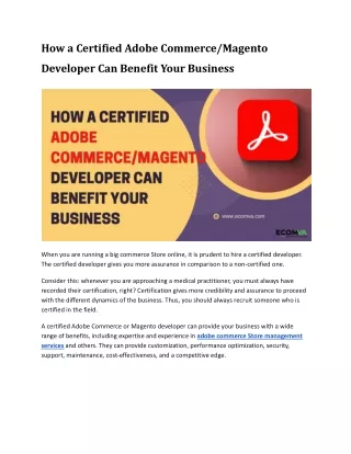 How a Certified Adobe Commerce/Magento Developer Can Benefit Your Business
