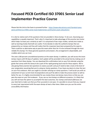 Focused PECB Certified ISO 37001 Senior Lead Implementer Practice Course