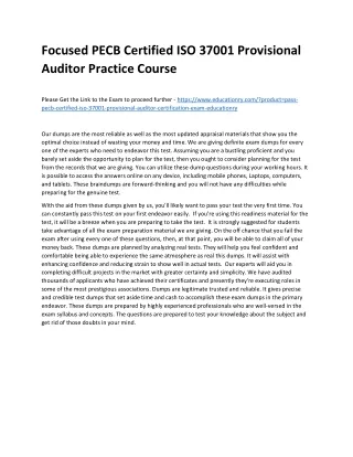 Focused PECB Certified ISO 37001 Provisional Auditor Practice Course