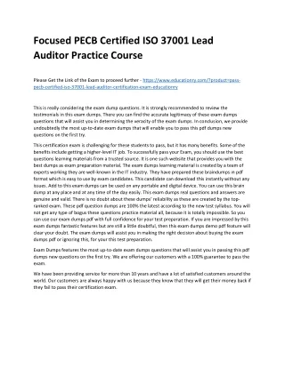 Focused PECB Certified ISO 37001 Lead Auditor Practice Course