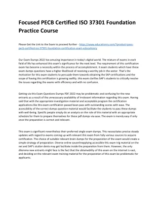 Focused PECB Certified ISO 37301 Foundation Practice Course