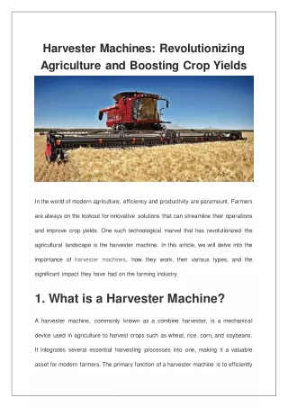 Harvester Machines Revolutionizing Agriculture and Boosting Crop Yields