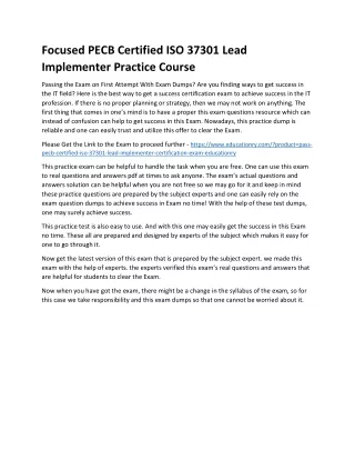 Focused PECB Certified ISO 37301 Lead Implementer Practice Course