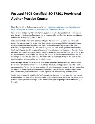 Focused PECB Certified ISO 37301 Provisional Auditor Practice Course