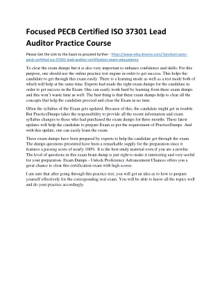 Focused PECB Certified ISO 37301 Lead Auditor Practice Course