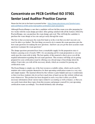 Concentrate on PECB Certified ISO 37301 Senior Lead Auditor Practice Course