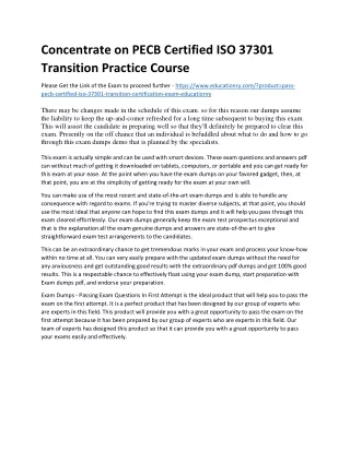 Concentrate on PECB Certified ISO 37301 Transition Practice Course