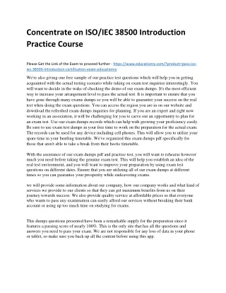 Concentrate on ISO/IEC 38500 Introduction Practice Course