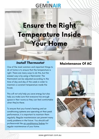 Ensure the Right Temperature Inside Your Home