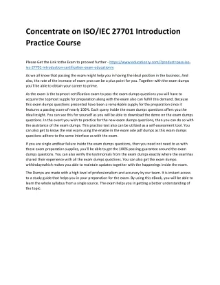 Concentrate on ISO/IEC 27701 Introduction Practice Course